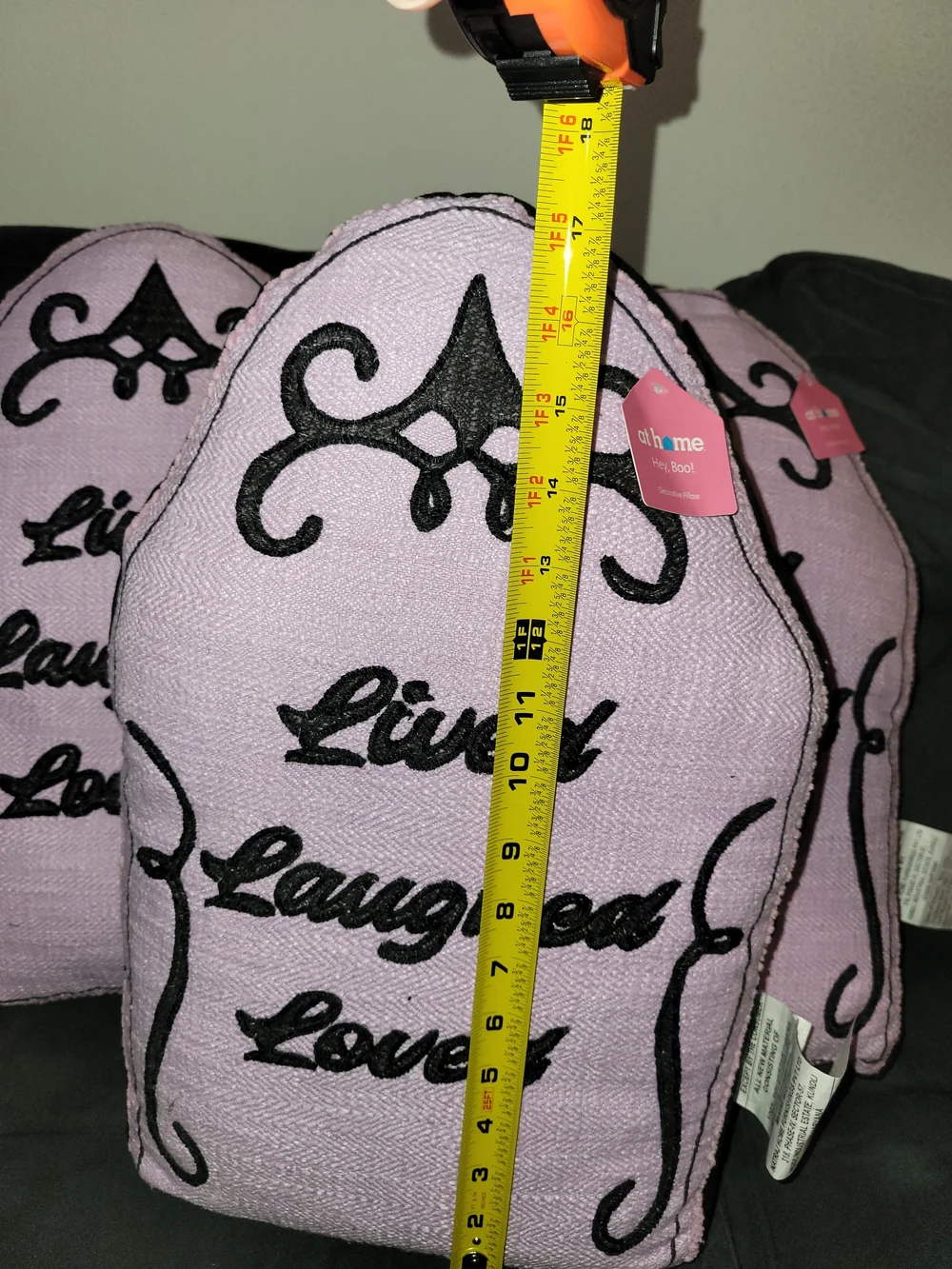 Lived Laughed Loved Pink Embroidered Holiday Pillow
